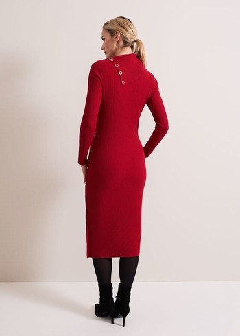 Phase Eight Willow Popper Column Dress Red USA | 0864152-KR